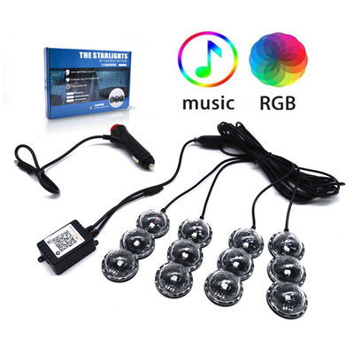 Teléfono móvil Bluetooth del APP del coche ligero de la atmósfera del coche de la estrella LED del pie